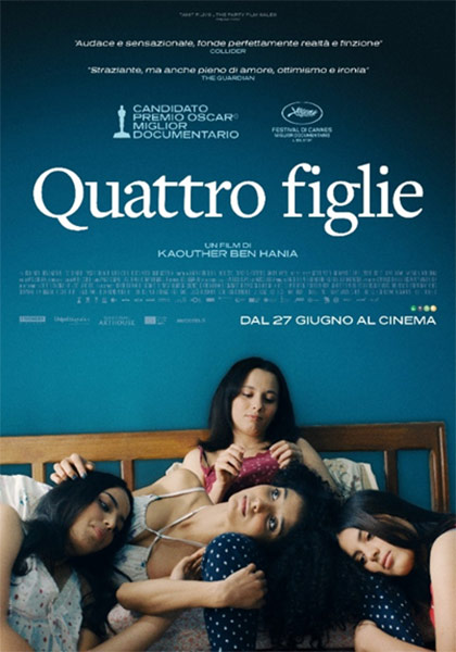 La locandina ufficiale del nuovo film di Kaouther Ben Hania presentato a Cannes76, Quattro Figlie