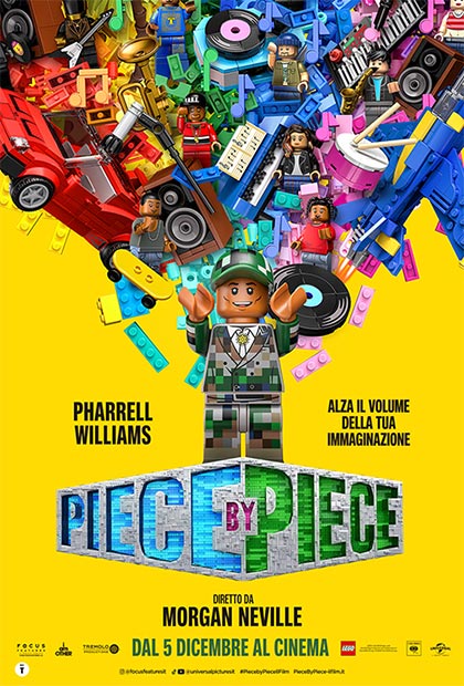 La locandina del nuovo film di Morgan Neville su vita e carriera di Pharell Williams, Piece by Piece