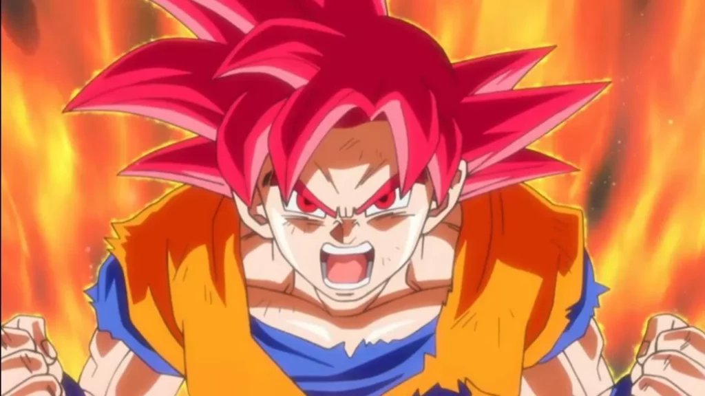 La forma di Super Saiyan God in Dragon Ball